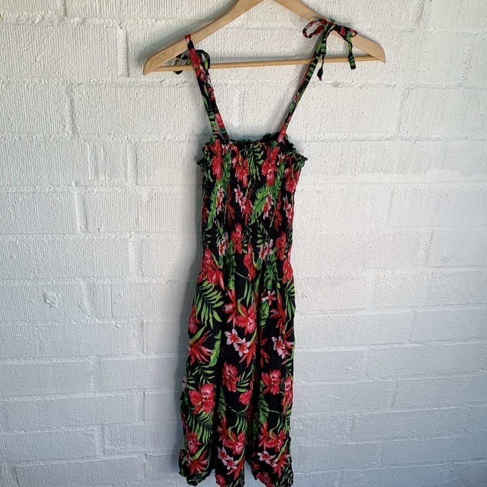 Hawaii Aloha Floral Tie at Shoulder Knee Length Dress sz OS - Picture 5 of 5
